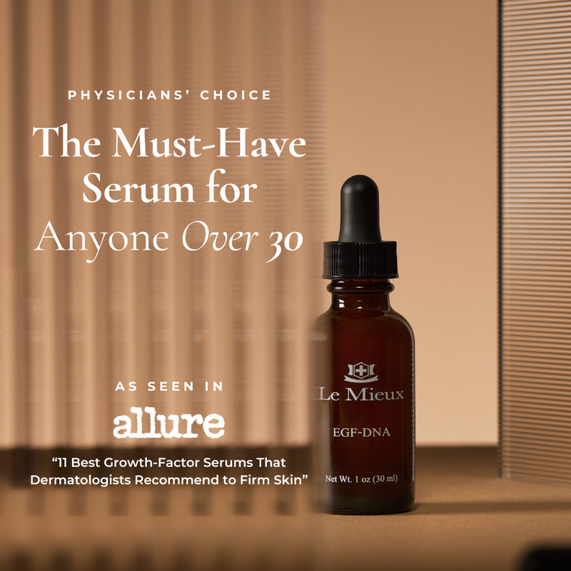 Brown serum bottle behind glass