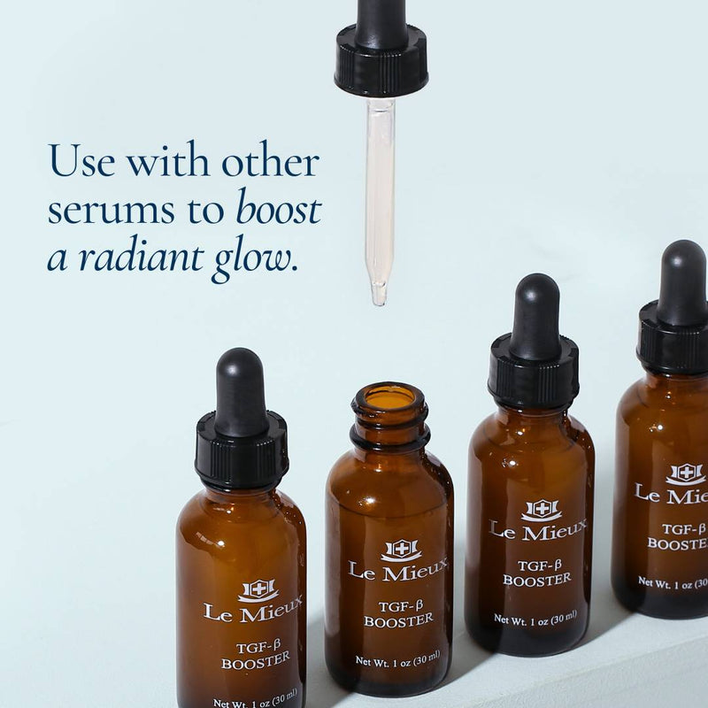 TGF-B Booster serum bottles boost radiant glow